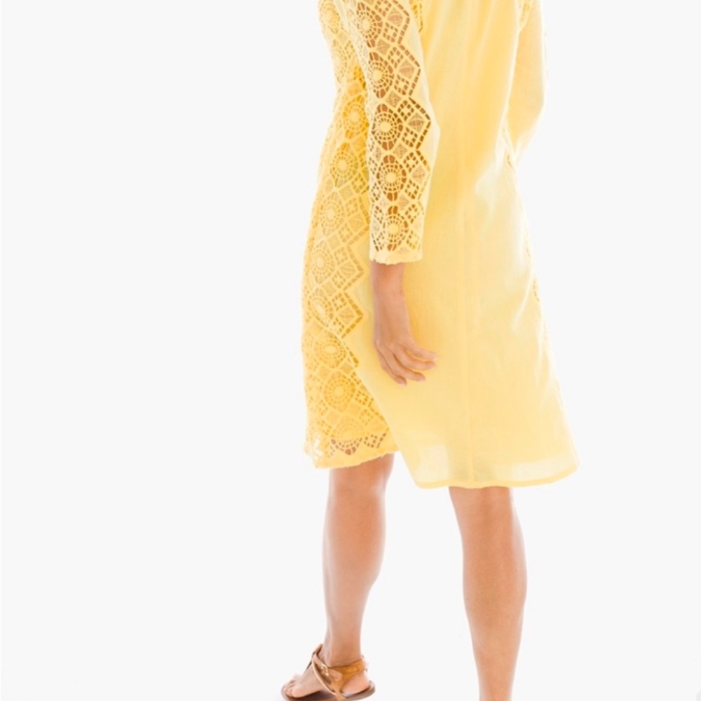 Yellow Lace Embroidered Long Sleeve Dress
